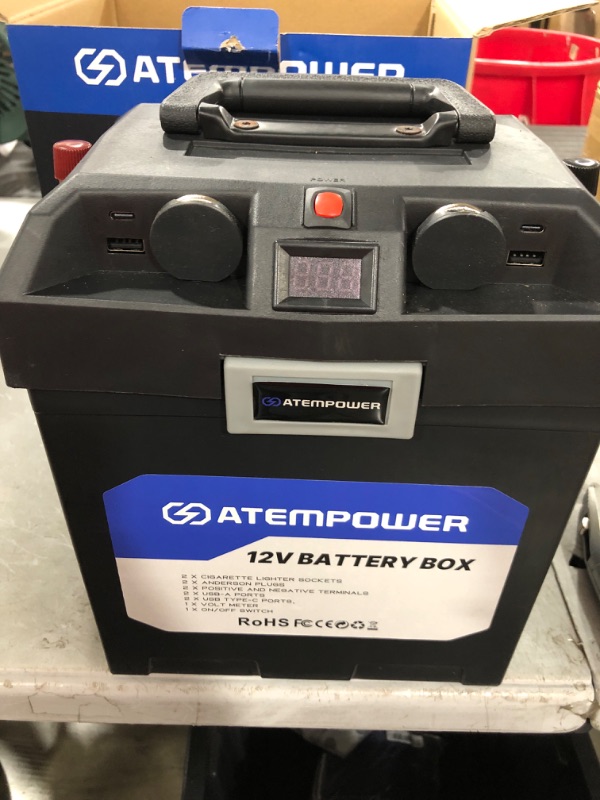 Photo 3 of ATEM POWER Battery Box 12V - with USB/DC Port/CIG Socket/Anderson Plug/Voltage Indicator for RV Camper Marine,Portable with Handle Hassle(Battery Not Include) Medium