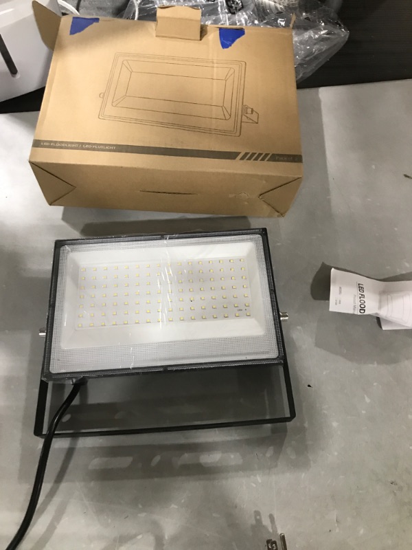 Photo 2 of 100W LED Flood Light with Plug 700W Equiv., Super Bright LED Work Light, IP66 Waterproof Outdoor Security Lights, 6500K Daylight White Floodlight for Yard Garden Patio Playground Garage