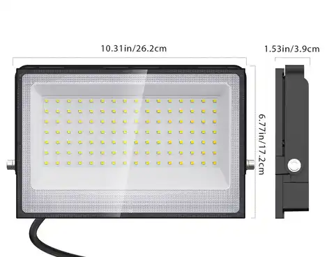 Photo 1 of 100W LED Flood Light with Plug 700W Equiv., Super Bright LED Work Light, IP66 Waterproof Outdoor Security Lights, 6500K Daylight White Floodlight for Yard Garden Patio Playground Garage