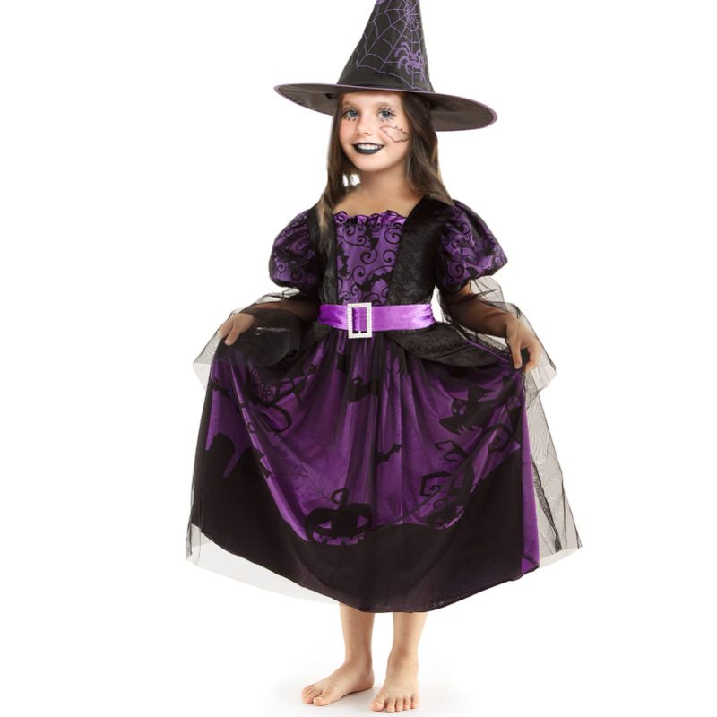 Photo 1 of Halloween Witch Costume Set Fancy Party Dress Outfit for Girls Medium