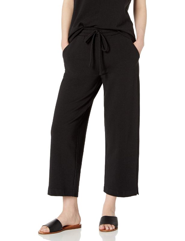 Photo 1 of Daily Ritual Women's Oversized Terry Cotton and Modal Wide Leg Pant Large Black