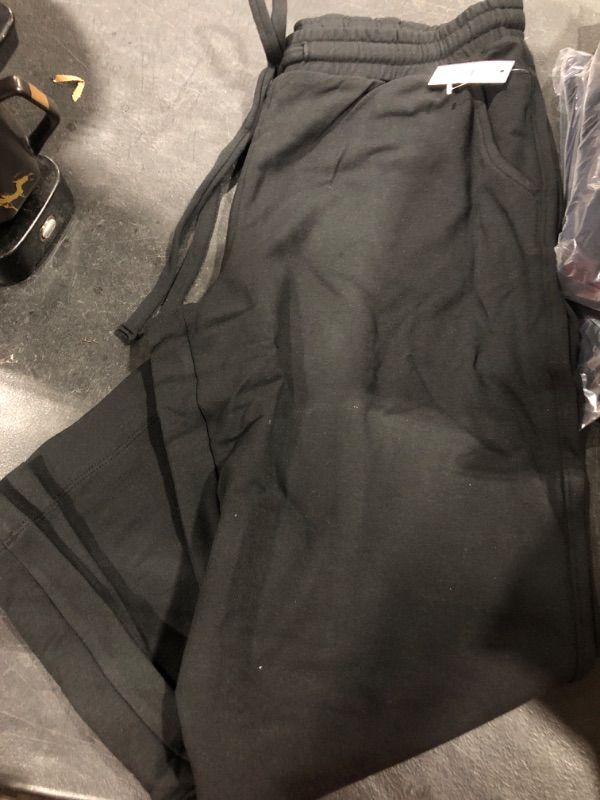 Photo 1 of Daily Ritual Women's Oversized Terry Cotton and Modal Wide Leg Pant XLarge Black
