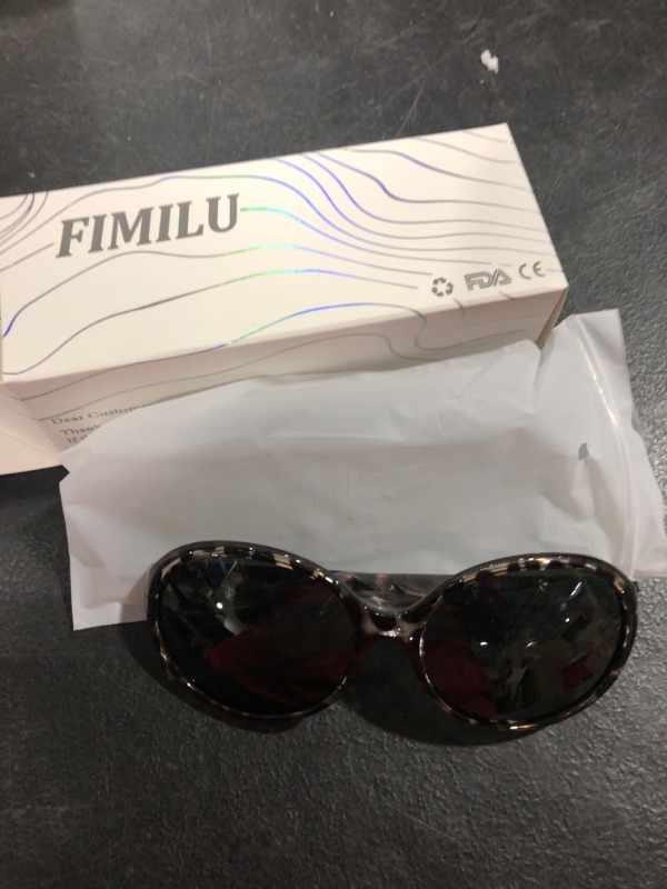 Photo 2 of FIMILU Polarized Sunglasses for Women Vintage Sunglasses Oversized Big Sun Glasses Ladies Shades UV400 Protection A2 White Tortoise Frame / Green-lens Oversized Polarized Sunglasses