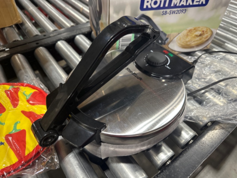 Photo 2 of 10inch Roti Maker by StarBlue with FREE Roti Warmer - The automatic Stainless Steel Non-Stick Electric machine to make Indian style Chapati, Tortilla, Roti AC 110V 50/60Hz 1200W SB-SW2093