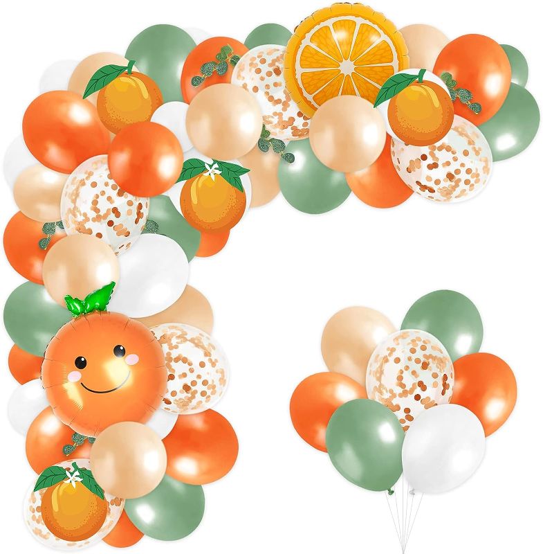 Photo 1 of 100pcs Little Cutie Baby Shower Balloons Arch Garland Kit Orange Foil Balloons Champaign Gold Confetti Balloons & Clementine Cutouts & Tools for Summer Birthday Decorations Wedding Party Supplies
