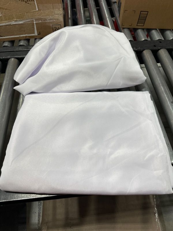 Photo 2 of  Table Cloth 2 Pack [90x132 Inches, White] Tablecloth Machine Washable Fabric Polyester Table Cover for Dining, Buffet Parties, Picnic, Events, Weddings and Restaurants