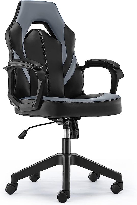 Photo 1 of STORE SEALED Computer Gaming Chair - PU Leather Ergonomic Office Chair Swivel Desk Chair with Lumbar Support, Executive Chair with Padded Armrest and Seat Cushion for Adults Black
