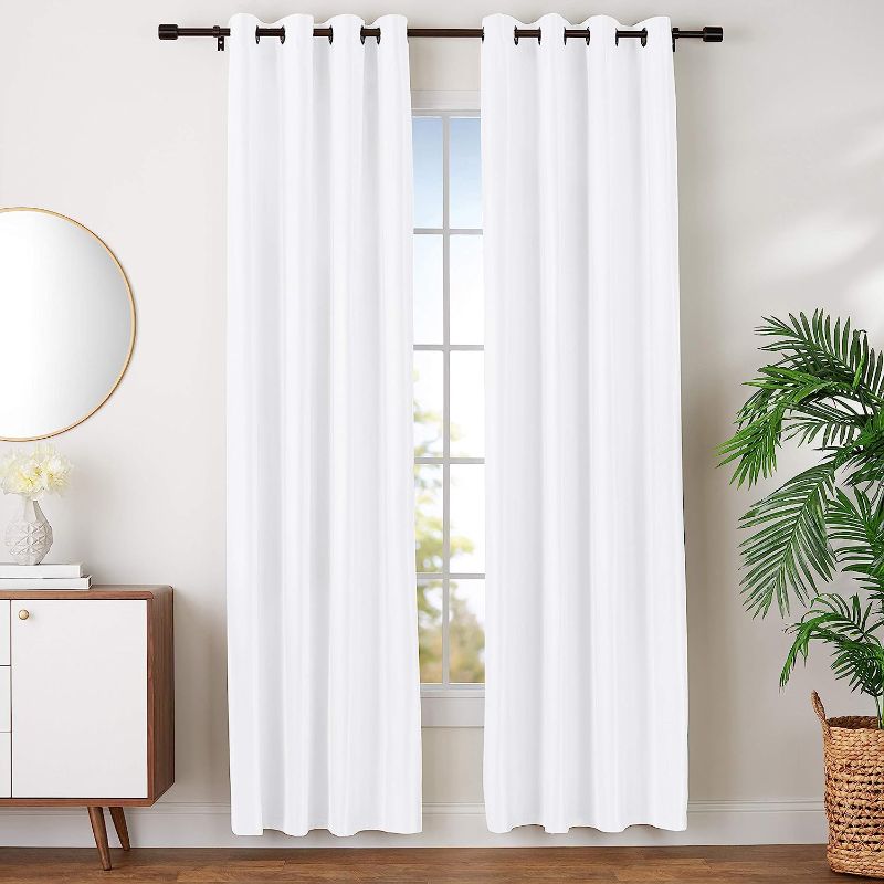 Photo 1 of  Window Curtain with Grommets, 52 x 96 Inches, White - Set of 2