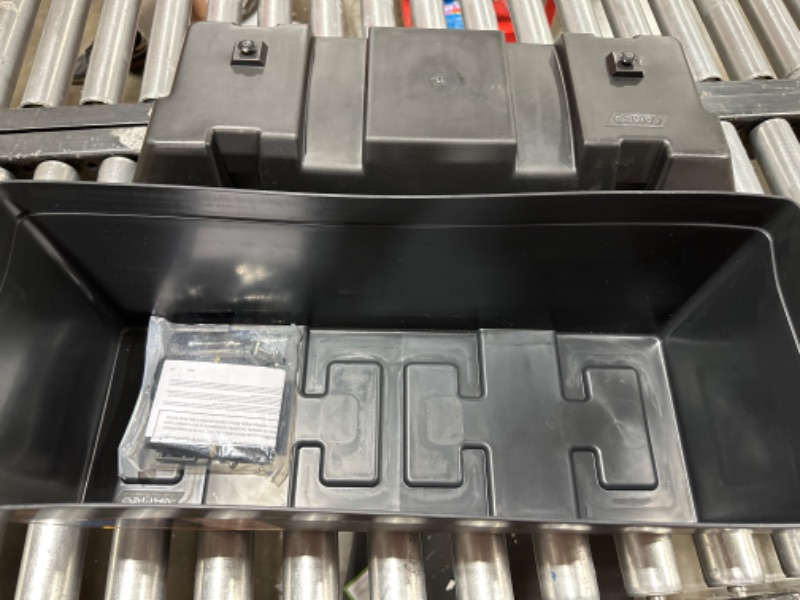 Photo 2 of Camco Heavy Duty Double Battery Box with Straps and Hardware - Group GC2 | Safely Stores RV, Automotive, and Marine Batteries | Measures Inside 21-1/2" x 7-3/8" x 11-3/16" | (55375) Frustration Free Packaging Double Battery Box