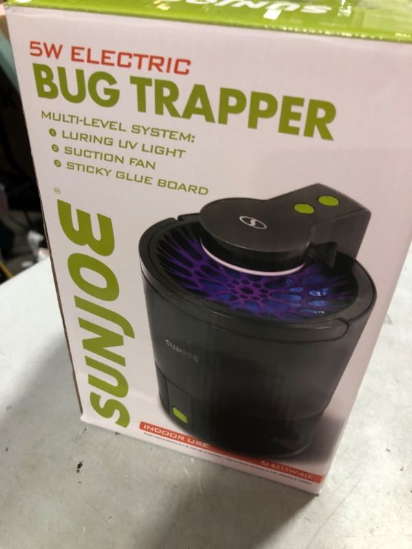 Photo 3 of  Indoor Insect Trap - Catcher & Killer for Mosquitos, Gnats, Moths, Fruit Flies - Non-Zapper Traps for Inside Your Home - Catch Insects Indoors with Suction, Bug Light & Sticky Glue (Black)