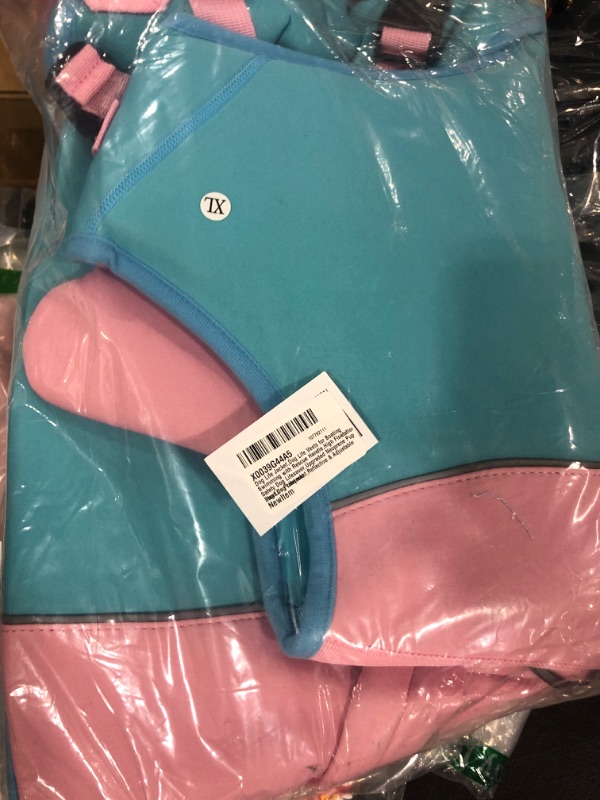 Photo 1 of Dog Life Jacket,Dog Life Vests for Boating Swimming with Rescue Handle,High Floatation Safety Dog Lifesaver,Upgraded Neoprene Pup Float Dog Lifejacket,Reflective & Adjustable Dog Life Preserver PINK AND BLUE XL 
