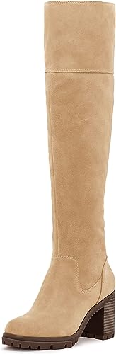 Photo 1 of Coutgo Womens Lug Sole Knee High Boots Round Toe Platform Chunky Heel Over the Knee Booties 9
