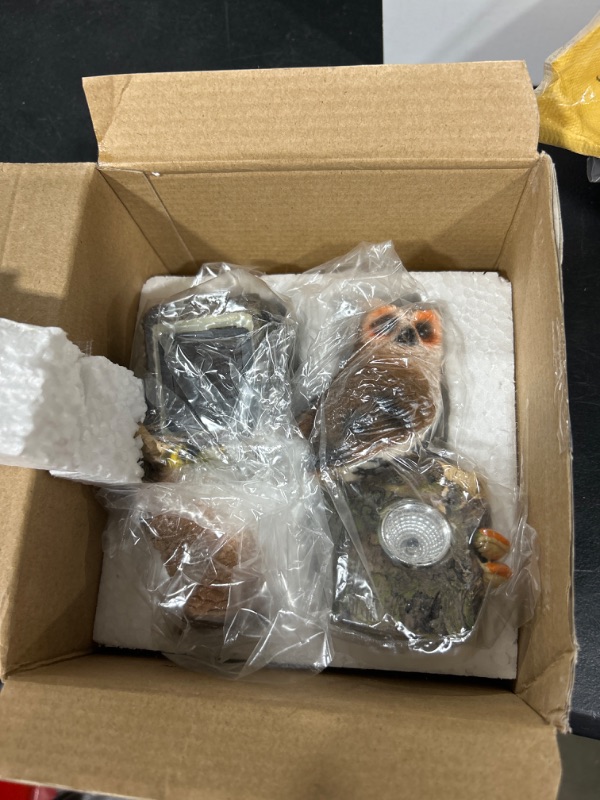 Photo 1 of 2 Pcs Owl Solar Light Garden Statue, LED Light Cute Resin Owl Figurine, Solar Powered Garden Sculpture Decorations, for Lawn Yard Patio Pathway Multi Purpose Figurine Lights & Garden Decor…