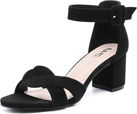 Photo 1 of BayQ Women Black Low Heel Open Toe Ankle Strap Chunky Heel Pump Sandals Evening Dress Party Wedding Strappy Buckle Sandals
SIZE 8 