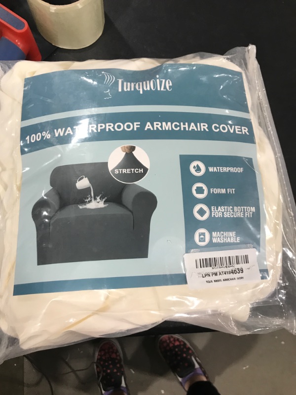 Photo 2 of 100% Waterproof Chair Covers Stretch Chair Slipcovers for Living Room Armchair Sofa Cover Chair Couch Cover with Arms Washable Furniture Protector for Chairs Feature Soft Fleece Fabric (Chair, Ivory)
