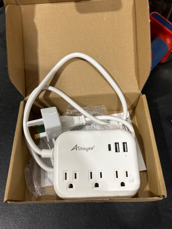 Photo 2 of European Plug Adapter, Alitayee EU/UK/US Travel Power Strip with 3 Outlets 3 USB Ports, International Universal Plug Adapter with 3ft Extension Cord to EU UK Italy Spain France Germany Travel Cruise 15W-3FT-EU/UK/US Plug