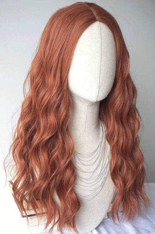 Photo 1 of  Long Red Copper Curly Costume Wigs Synthetic Wavy Wig 26inces (Copper Red)