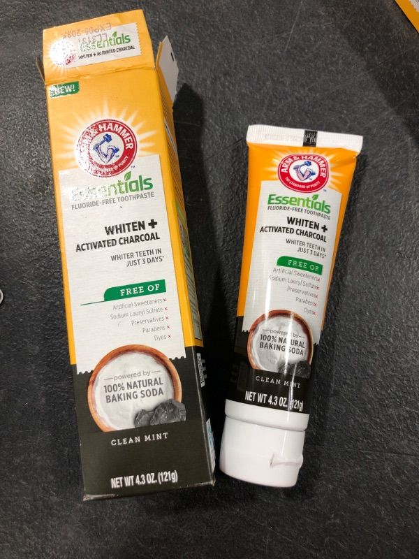 Photo 2 of Arm and Hammer Essentials FluorideFree Toothpaste Whiten + Activated Charcoal, Clean Mint, 4.3 oz
