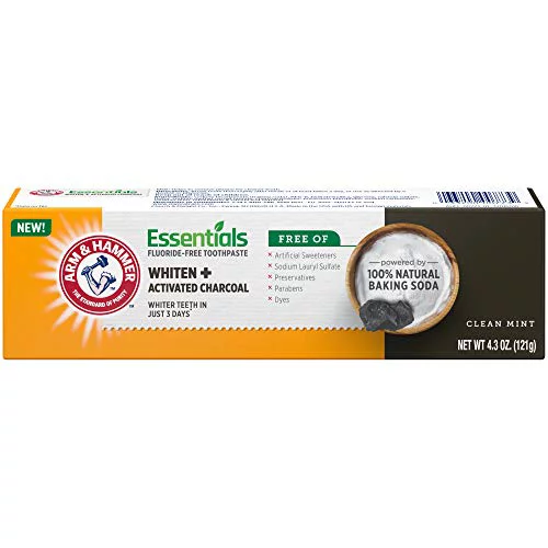 Photo 1 of Arm and Hammer Essentials FluorideFree Toothpaste Whiten + Activated Charcoal, Clean Mint, 4.3 oz
