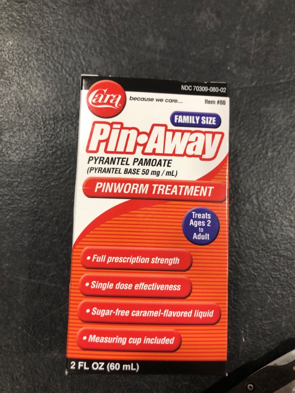 Photo 2 of CARA Pin-Away Pinworm Medicine, 2 Fluid Ounce EXP 2025