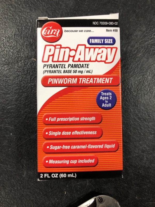 Photo 2 of CARA Pin-Away Pinworm Medicine, 2 Fluid Ounce EXP 2025