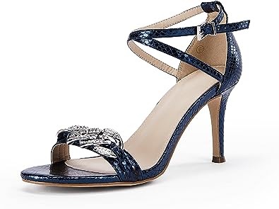 Photo 1 of Coutgo Womens Ankle Buckle Cross Strap Stiletto Sandals Open Toe Single Band Kitten High Heels Comfortable Slip On Shoes Size 7
