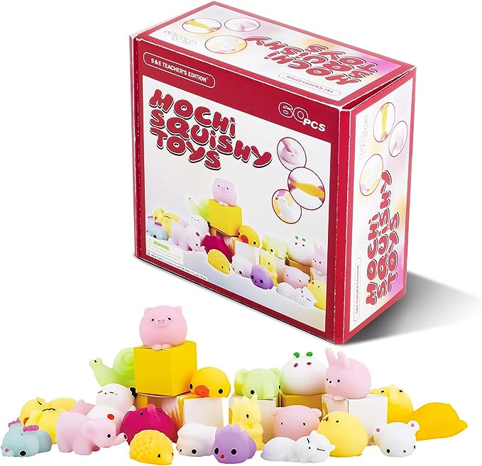Photo 1 of 60Pcs Mochi Squishy Toys, Cute Animals, Assorted Colors, for Kids Boys Girls Party Favors Birthday Gifts
