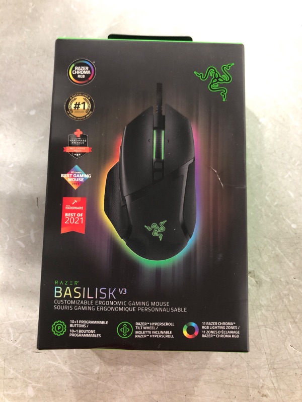 Photo 2 of Razer Basilisk V3 Customizable Ergonomic Gaming Mouse: Fastest Gaming Mouse Switch - Chroma RGB Lighting - 26K DPI Optical Sensor - 11 Programmable Buttons - HyperScroll Tilt Wheel - Classic Black