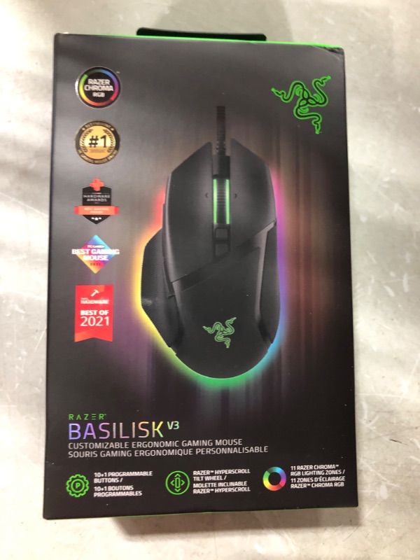 Photo 2 of Razer Basilisk V3 Customizable Ergonomic Gaming Mouse: Fastest Gaming Mouse Switch - Chroma RGB Lighting - 26K DPI Optical Sensor - 11 Programmable Buttons - HyperScroll Tilt Wheel - Classic Black