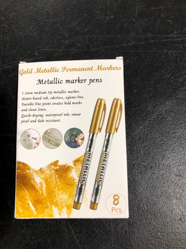 Photo 2 of MyArTool Metallic Marker Pens, Gold Metallic Permanent Markers for Artist Illustration, Crafts, Gift Card Making, Scrapbooking, Fabric, DIY Photo Album, Value Set of 8