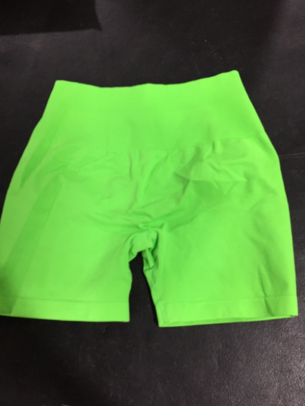 Photo 2 of AUROLA Dream Collection Workout Shorts for Women High Waist Seamless Scrunch Athletic Running Gym Yoga Active Shorts Black Small Fluorescent Green