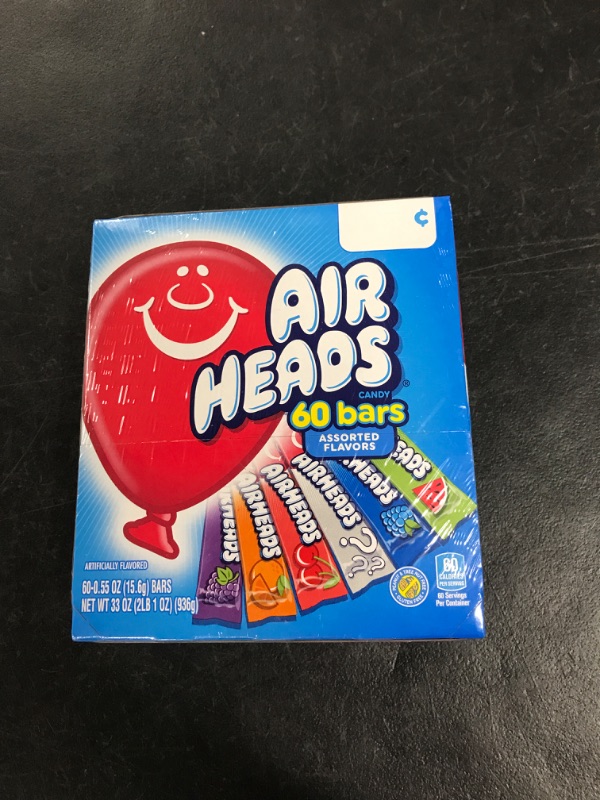 Photo 2 of Airheads Candy Bars, Variety Bulk Box, Chewy Full Size Fruit Taffy, Gifts, Holiday, Parties, Concessions, Pantry, Non Melting, Party, 60 Individually Wrapped Full Size Bars 60 Count (Pack of 1)