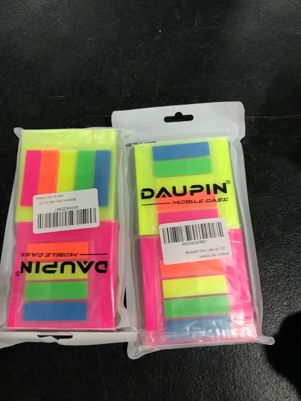 Photo 1 of DAUPIN 600 Sheets Transparent Sticky Notes Set, Clear Sticky Notes 3 × 3 inch 8 Pads, Book Tabs 1.8 × 0.5 inch 2 Packs, 7 Bright Colors Cute Waterproof Note Pads Easy to Post.