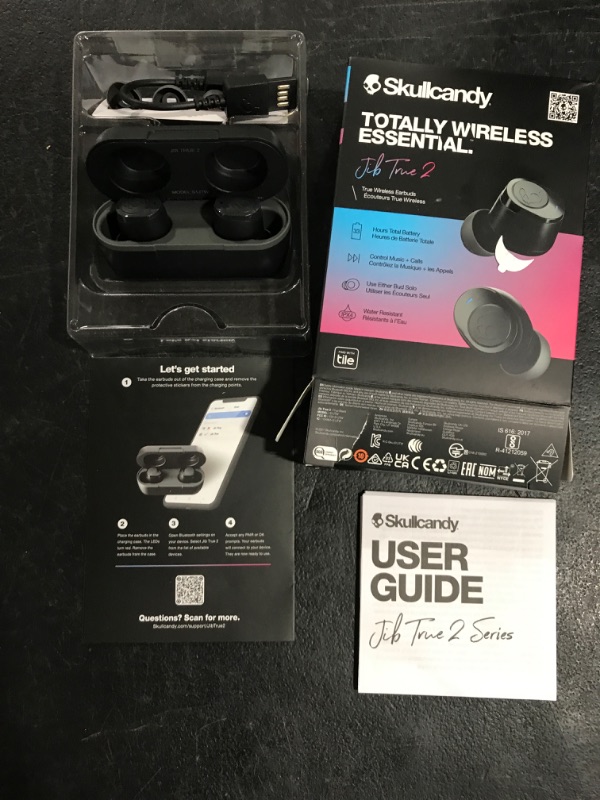 Photo 2 of Skullcandy Jib True 2 In-Ear Wireless Earbuds, 32 Hr Battery, Microphone, Works with iPhone Android and Bluetooth Devices - Black True Black Jib True 2 Jib True 2