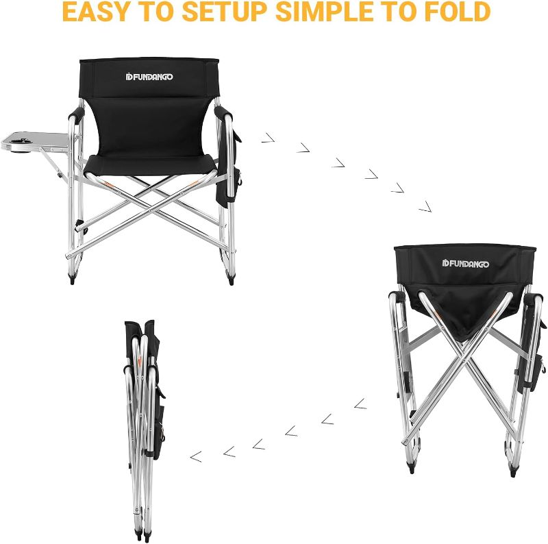 Photo 1 of  Lightweight Folding Camping Chair with Side Table Attached, Armrest, Side Pocket, Portable Padded Outdoor Seat Aluminum Grey( Stock photo)