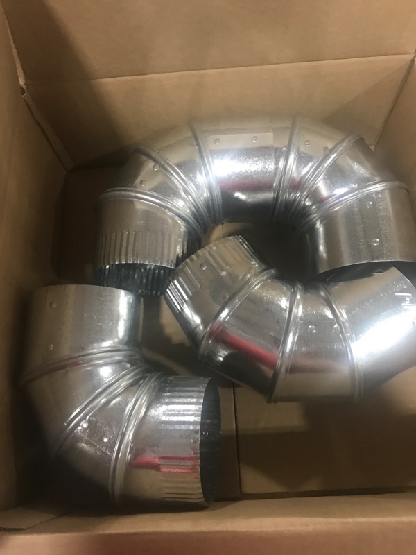 Photo 2 of 4" Diameter - 90° Degree Adjustable Elbow - 4 Pack - 30 Gauge Galvanized - Crimped End Connection 6" Diameter - 4 Pack