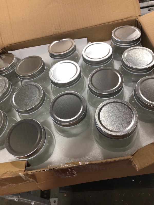 Photo 2 of 16 oz Mason Jars With Lids Regular Mouth 15 Pack-16 oz Glass Jars with Lids,Bulk Pint Clear Glass Jars For Meal Prep, Food Storage With 20 Labels (Silver Lids)