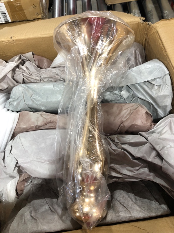 Photo 1 of 10 Pcs 21.3 inches Tall Crystal Flower Stand Wedding Road Lead Tall Flower Holders Centerpiece Crystal Flower Chandelier Metal Flower Vase for Reception Tables Wedding Supplies 10 x L Gold