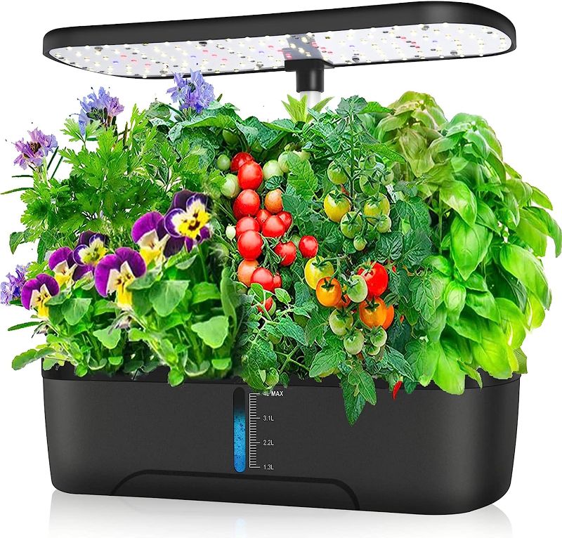 Photo 1 of Indoor Herb Garden, 12 Pods Hydroponics Growing System, Herb Garden Kit Indoor Gardening Grow System with Grow Light, Quiet Water Pump, Automatic Timer, Height Adjustable, Home Kitchen Gift