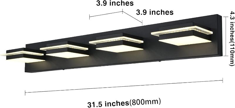 Photo 1 of AMARTIZ Black Bathroom Light Fixtures 4-Light Bathroom Vanity Light LED Vanity Lights for Bathroom 32inch Vanity Lights,3 Colors
