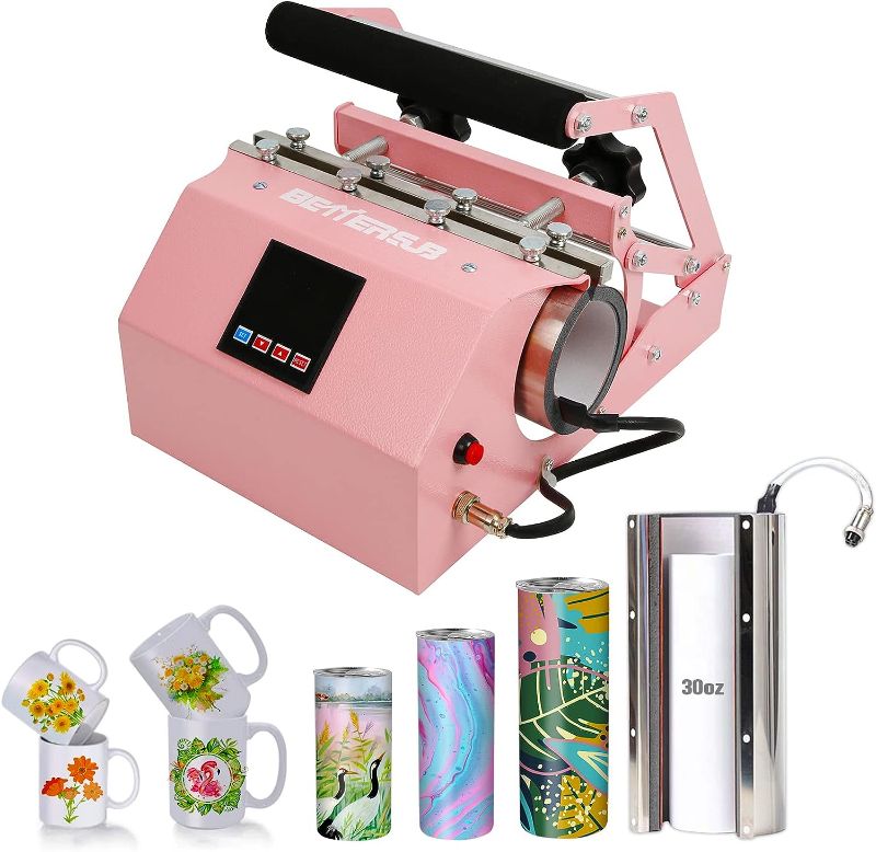 Photo 1 of BetterSub Tumbler Mug Heat Press Machine 30 OZ 20 OZ 16 OZ Sublimation Straight Skinny Tumbler Mug Sublimation Print 11 OZ 15 OZ Sublimation Mug Heat Transfer Pink