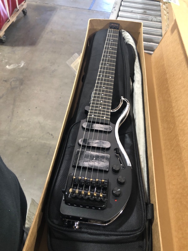 Photo 1 of Asmuse Foldable Travel Headless Electric Guitar with Built In Headphone Jack Full-Scale Overhead Guitar ALP AD-80 Ultra-Light Portable and Rechargeable with USB Cable and Gig Bag E-guitar