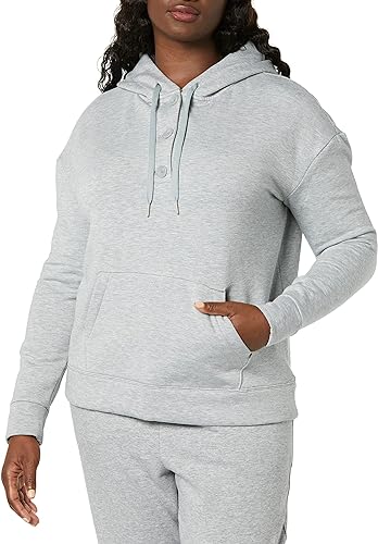 Photo 2 of Amazon Essentials Women's Fleece Long Sleeve Henley Hoodie (Available in Plus Size) (Previously Amazon Aware), Grey Heather, XXL
