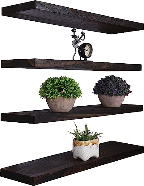 Photo 1 of Homaz life Floating Shelves Wall Mounted Set of 4, Storage Decor Shelves for Living Room Bedroom Garage Hallway,black 