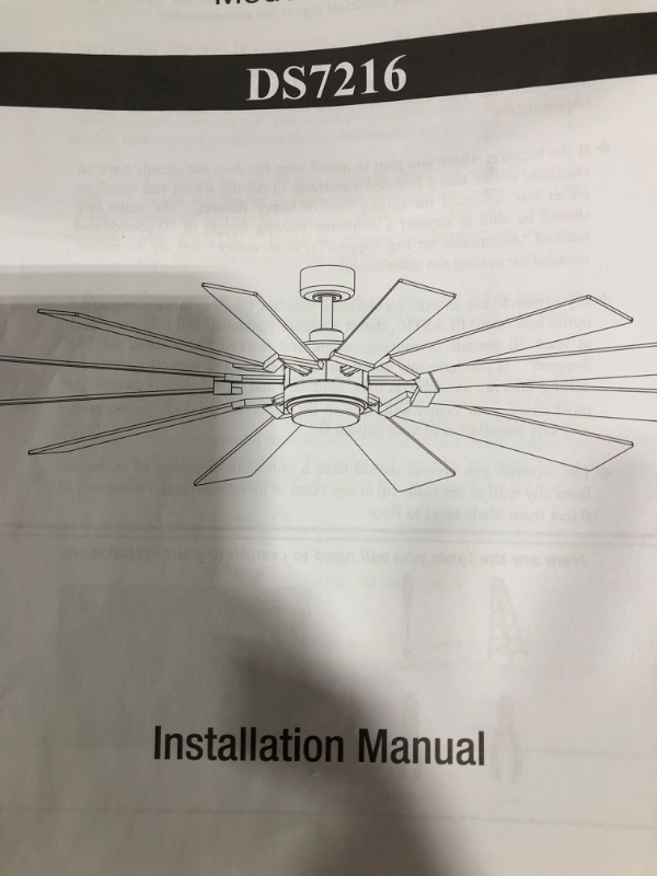 Photo 1 of  Ceiling Fan with Lights, 72”with Plywood blades 