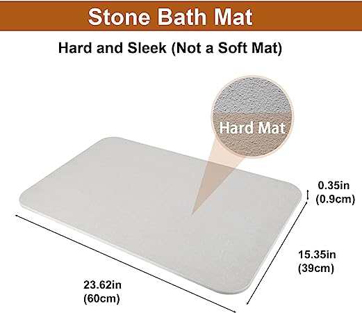 Photo 1 of 2 Pack Diatomaceous Earth Bath Mat,Fast-Drying Nonslip Absorbent Bath Mat for Bathroom Shower Floor, 23.62 x 15.35 inch, Grey