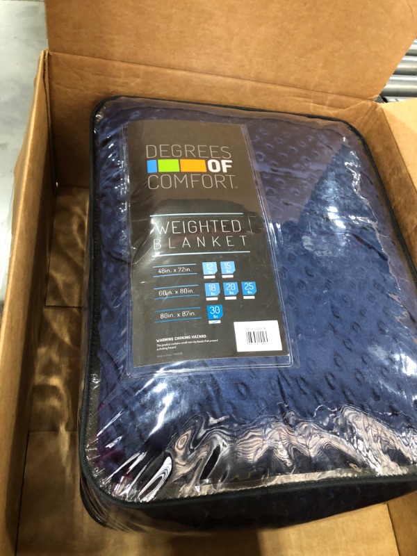 Photo 2 of Degrees of Comfort King Size Weighted Blanket 30 lbs,Warm&Cooling Washable Heavy Blankets Adults Use(250~320lbs), Even Weight Distribution with Premium Glass Beads, 80x87 30lbs Navy 80x87" 30lbs Navy | 1 Cover