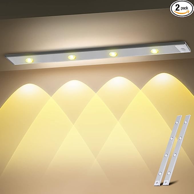 Photo 1 of GARTO LED Under Cabinet Lights USB Rechargeable, Slim Closet Lights Motion Sensored Indoor, 4 Hill-Light Bulb Wireless Battery Powered Lighting for Counter Wardrobe Kitchen