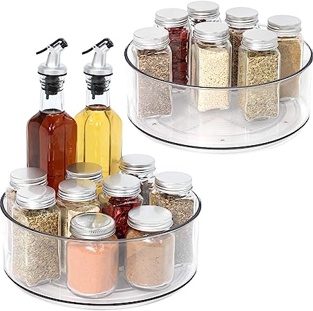 Photo 1 of Tiblue Lazy Susan - 2 Pack Round Plastic Clear Rotating Turntable Organization & Storage Container Bins for Cabinet, Pantry, Fridge, Countertop, Kitchen - Spinning Organizer for Spices, Condiments
