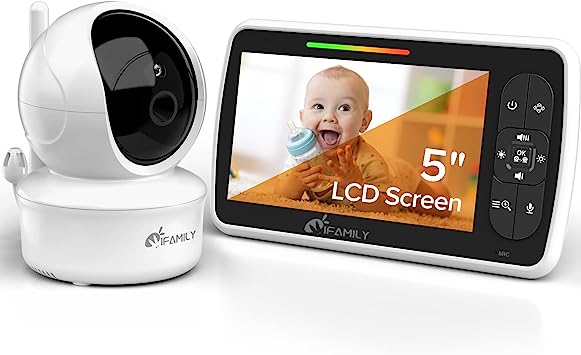 Photo 1 of Baby Monitor – 5” Large Display Video Baby Monitor with Remote Pan-Tilt-Zoom |Infrared Night Vision, Temperature Display, Lullaby, Two Way Audio |960ft Range Baby Monitor with Camera and Audio
